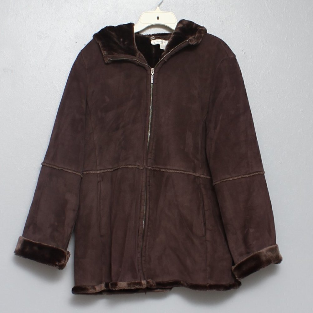 Vintage Jones New York 90s Y2K chocolate brown faux fur coat